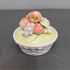 VTG Elizabeth Arden Ceramic Trinket Dish W/ Fruit Bowl Lid 5.75x5”
